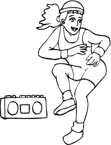 Aerobics With Music  Coloring Page